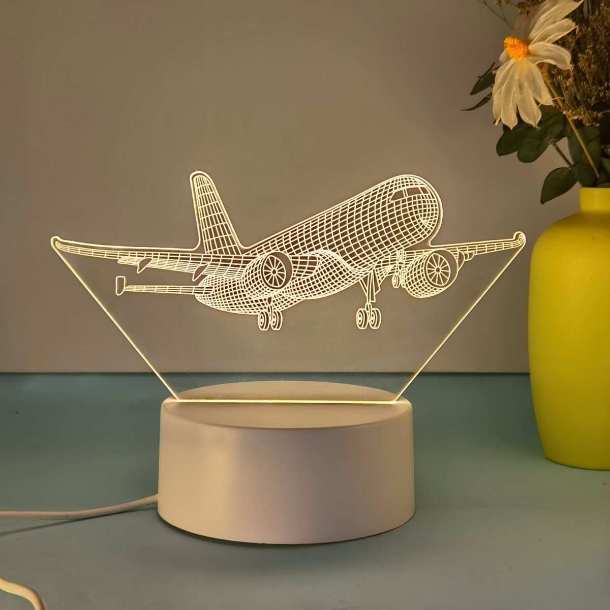 AeroLume 3D LED Flugzeuglampe -  Acryl Nachtlicht mit USB, Tischlampe
