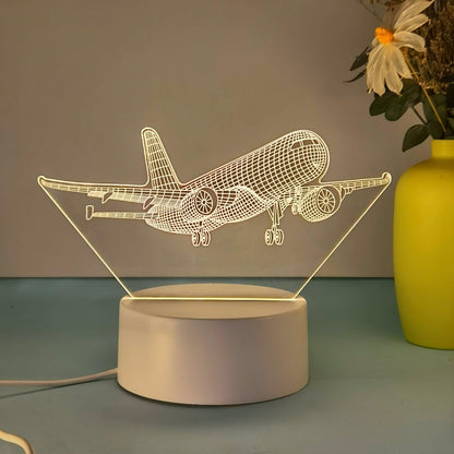 AeroLume 3D LED Flugzeuglampe -  Acryl Nachtlicht mit USB, Tischlampe