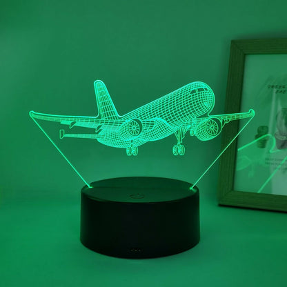 AeroLume 3D LED Flugzeuglampe -  Acryl Nachtlicht mit USB, Tischlampe