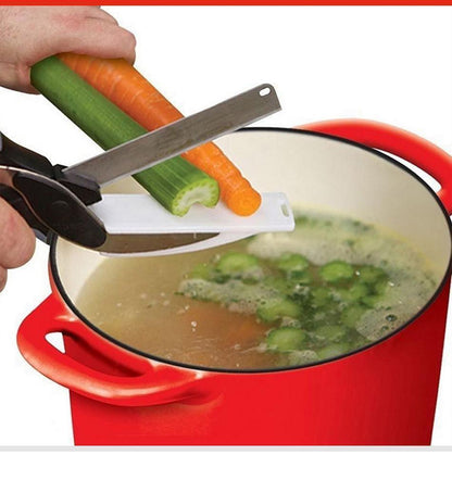 2-in-1 Küchenschneider – Messer & Schneidebrett in einem, Edelstahlklingen