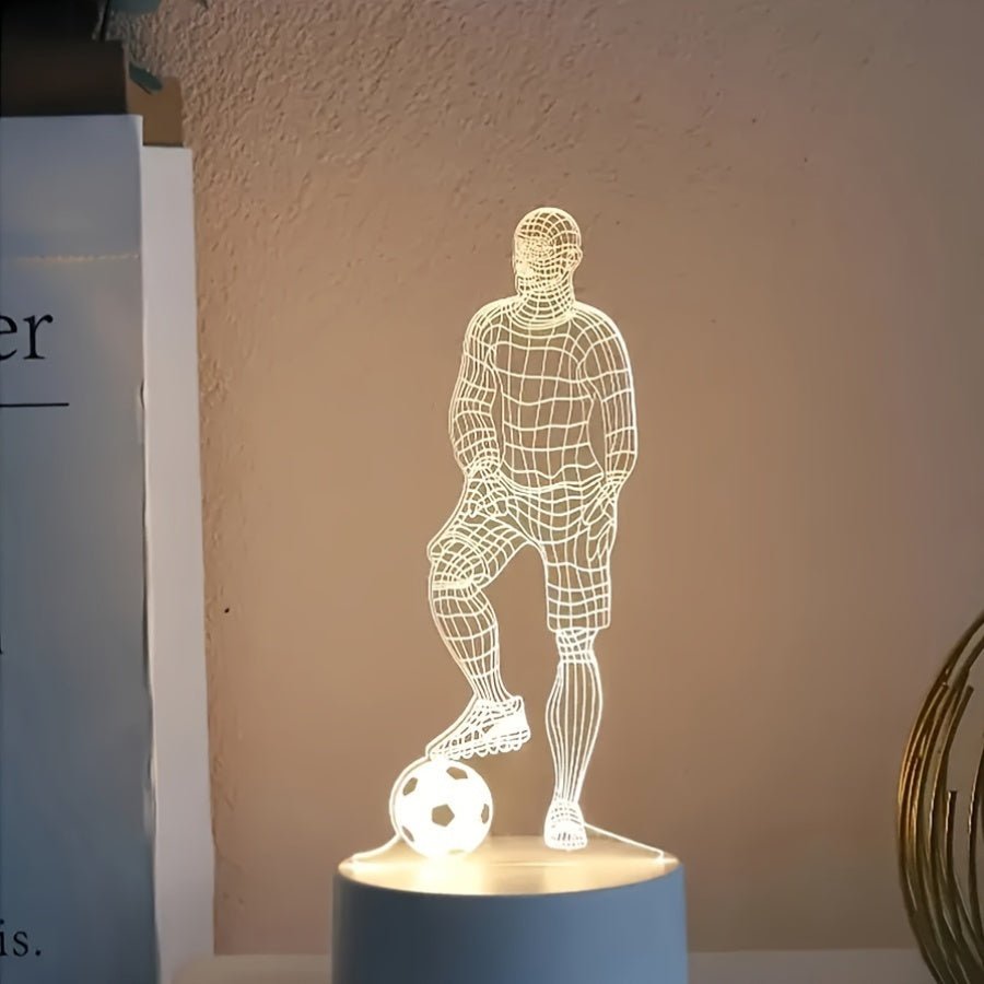 FußballVision - 3D Fußballspieler Illusion LED Tischlampe mit Acrylkopf