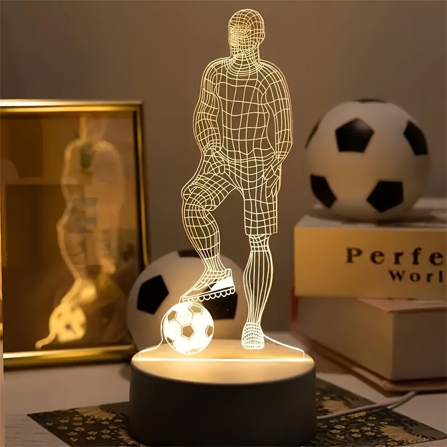 FußballVision - 3D Fußballspieler Illusion LED Tischlampe mit Acrylkopf
