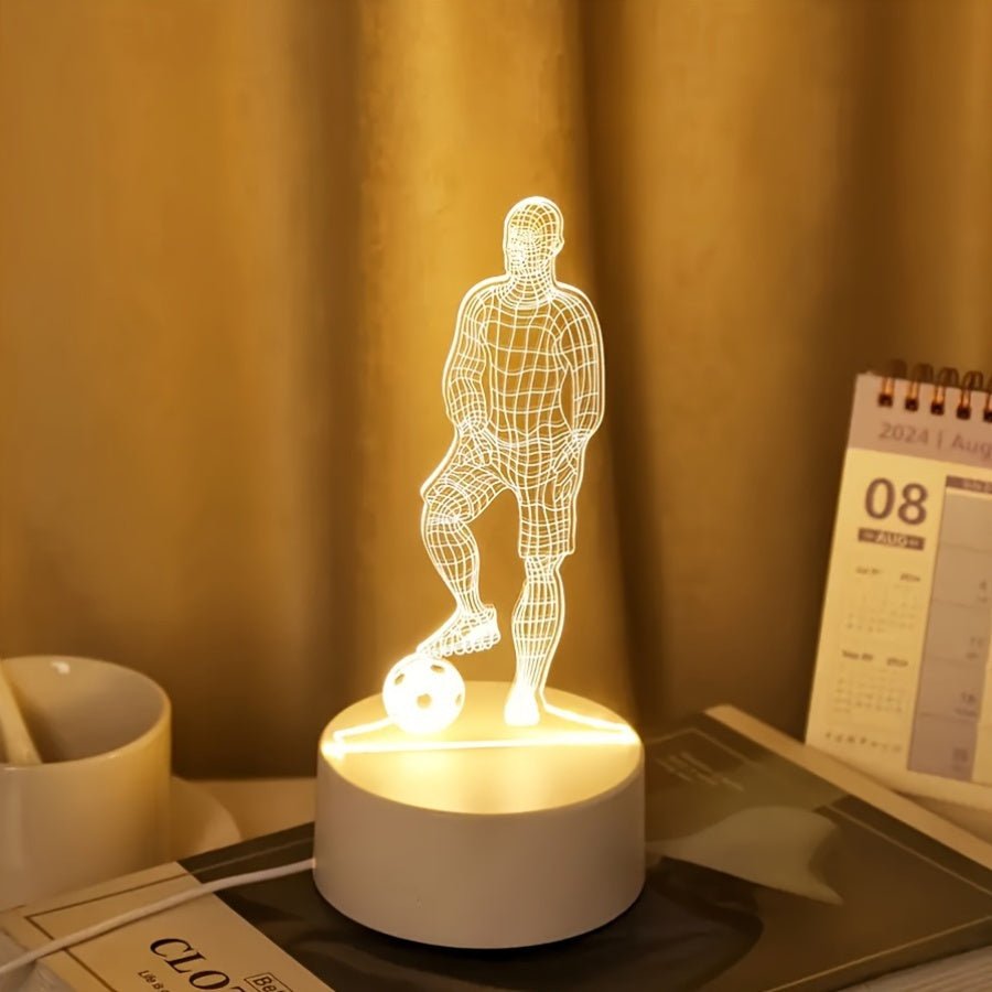 FußballVision - 3D Fußballspieler Illusion LED Tischlampe mit Acrylkopf