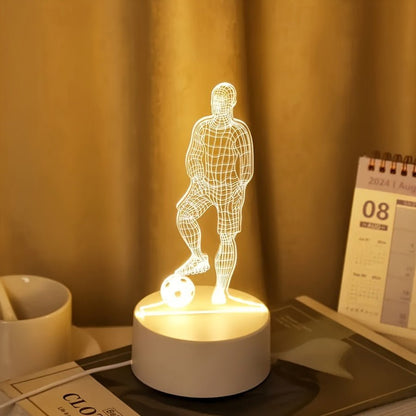 FußballVision - 3D Fußballspieler Illusion LED Tischlampe mit Acrylkopf