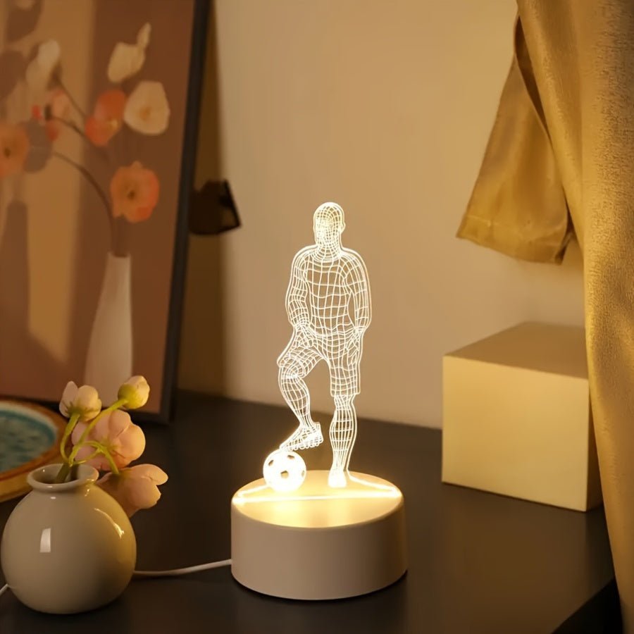 FußballVision - 3D Fußballspieler Illusion LED Tischlampe mit Acrylkopf
