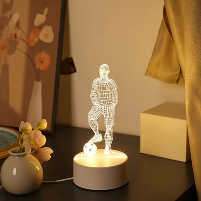 FußballVision - 3D Fußballspieler Illusion LED Tischlampe mit Acrylkopf