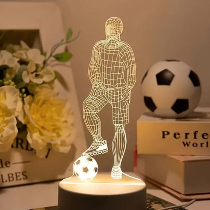 FußballVision - 3D Fußballspieler Illusion LED Tischlampe mit Acrylkopf
