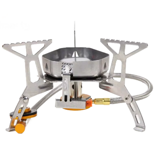Faltbarer Camping-Gaskocher mit 3-Flammen-System & elektronischer Zündung – Outdoor-Kocher für Wandern, Trekking & Abenteuer