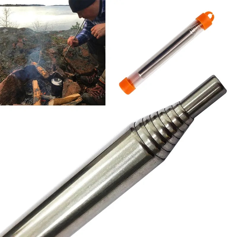Survival Feuerbläser aus Edelstahl – Kompakter Firestarter für Camping, Grill & Outdoor