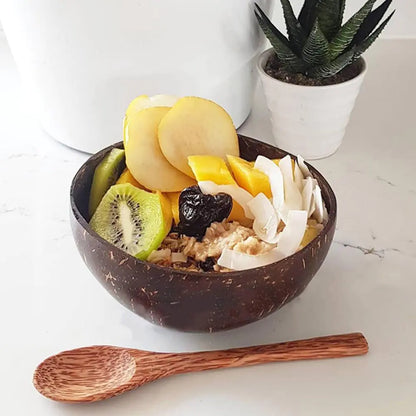 Nachhaltige Kokosnussschale mit Löffel – Handgefertigte, umweltfreundliche Servierschale für Smoothie Bowls, Snacks & Deko