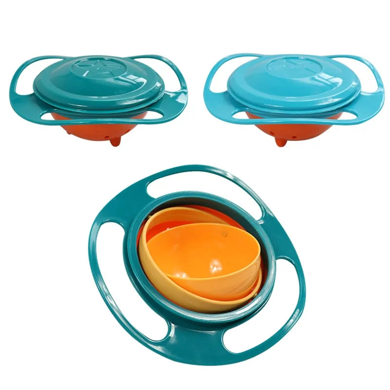 Kipp- & Auslaufsichere Gyroschüssel für Kinder – Spill-Free Snack Bowl aus lebensmittelechtem Material