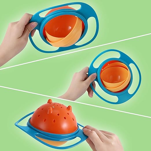 Kipp- & Auslaufsichere Gyroschüssel für Kinder – Spill-Free Snack Bowl aus lebensmittelechtem Material