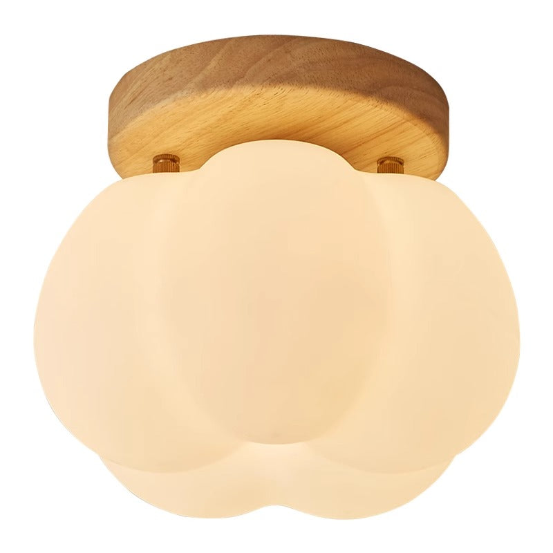 Deckenleuchte in Wolkenform – LED Aufbaulampe mit Holzsockel für Kinderzimmer, Schlafzimmer & Wohnzimmer
