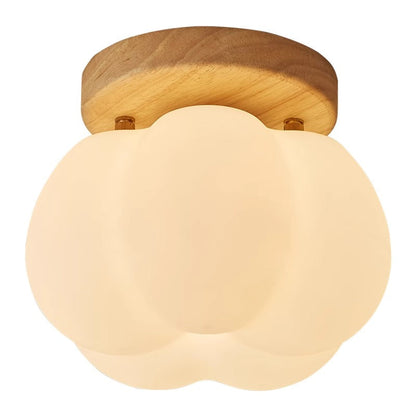 Deckenleuchte in Wolkenform – LED Aufbaulampe mit Holzsockel für Kinderzimmer, Schlafzimmer & Wohnzimmer