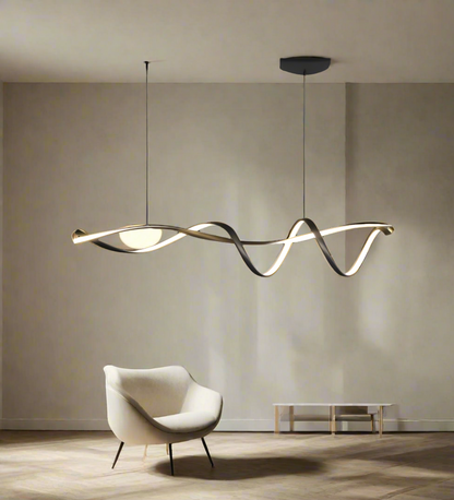 Moderne LED Pendelleuchte für Esszimmer & Wohnzimmer – Wellenförmiges Design, Dimmbar & Höhenverstellbar, Warmweißes Licht