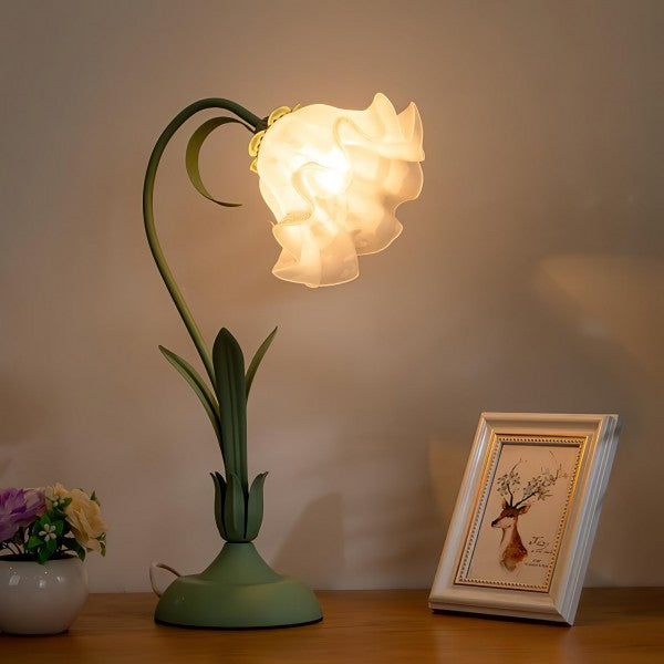 Vintage Tischlampe mit verstellbarem Blütenarm – E27-Fassung, Metall & Acryl, nostalgisches Design, Ø30 cm