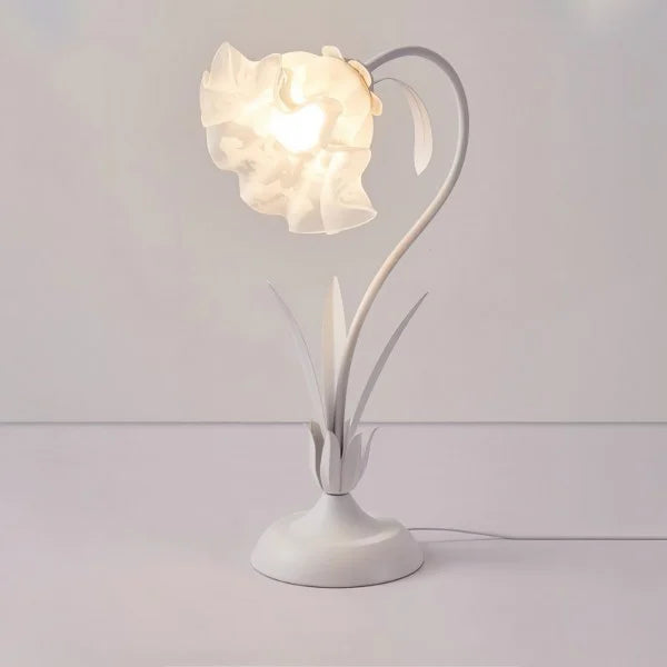 Vintage Tischlampe mit verstellbarem Blütenarm – E27-Fassung, Metall & Acryl, nostalgisches Design, Ø30 cm