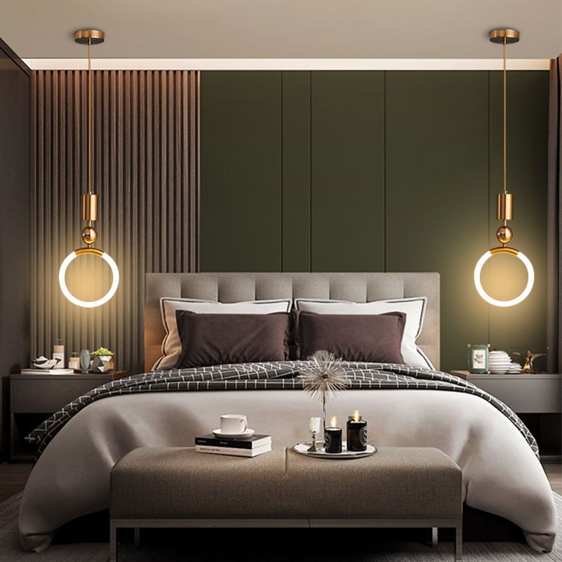 Moderne LED-Ring-Pendelleuchte in Gold – Minimalistische Hängelampe für Schlafzimmer, Wohnzimmer & Designräume