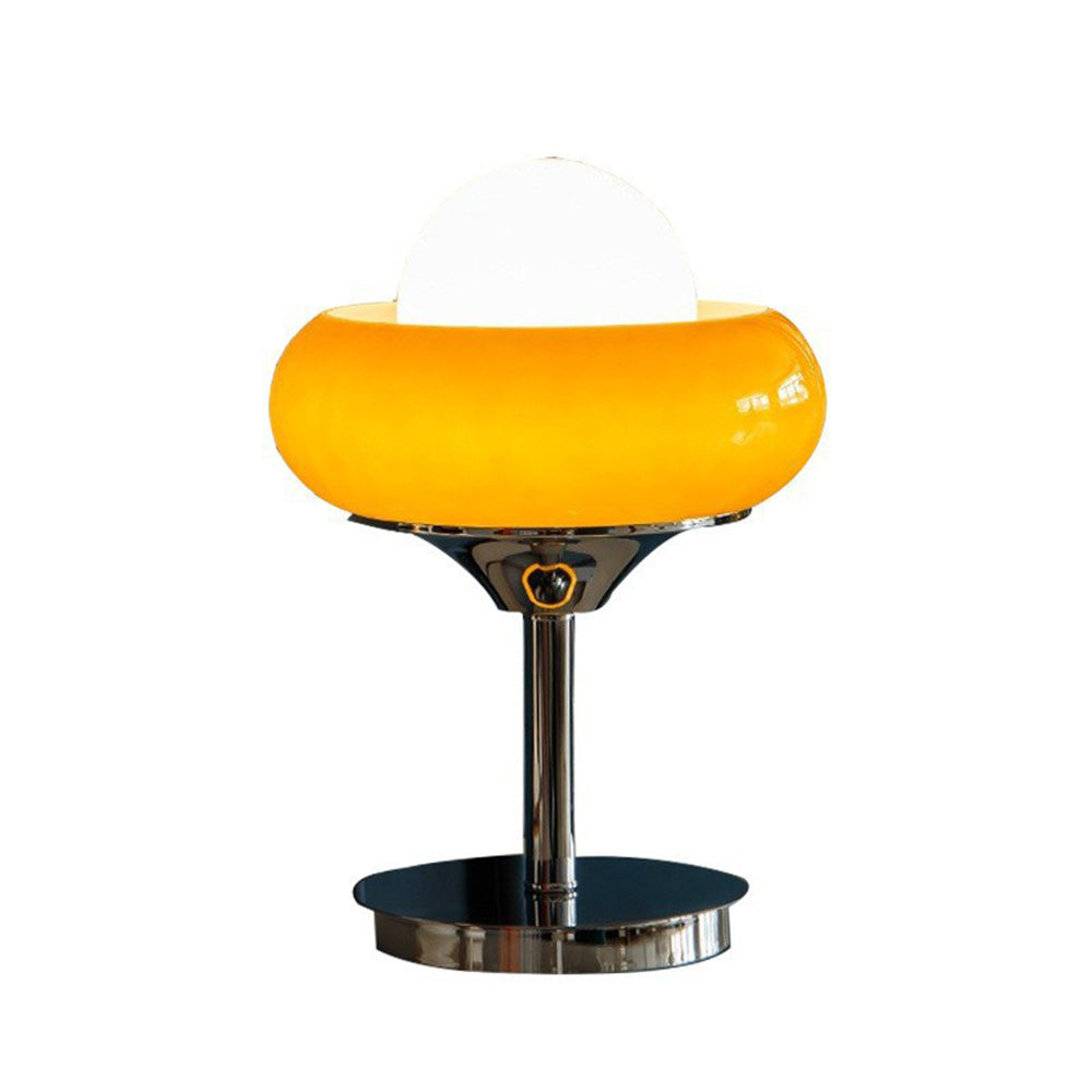 Yellow Bauhaus glass table lamp – vintage-inspired designer light with E27 socket & minimalist base for stylish interiors