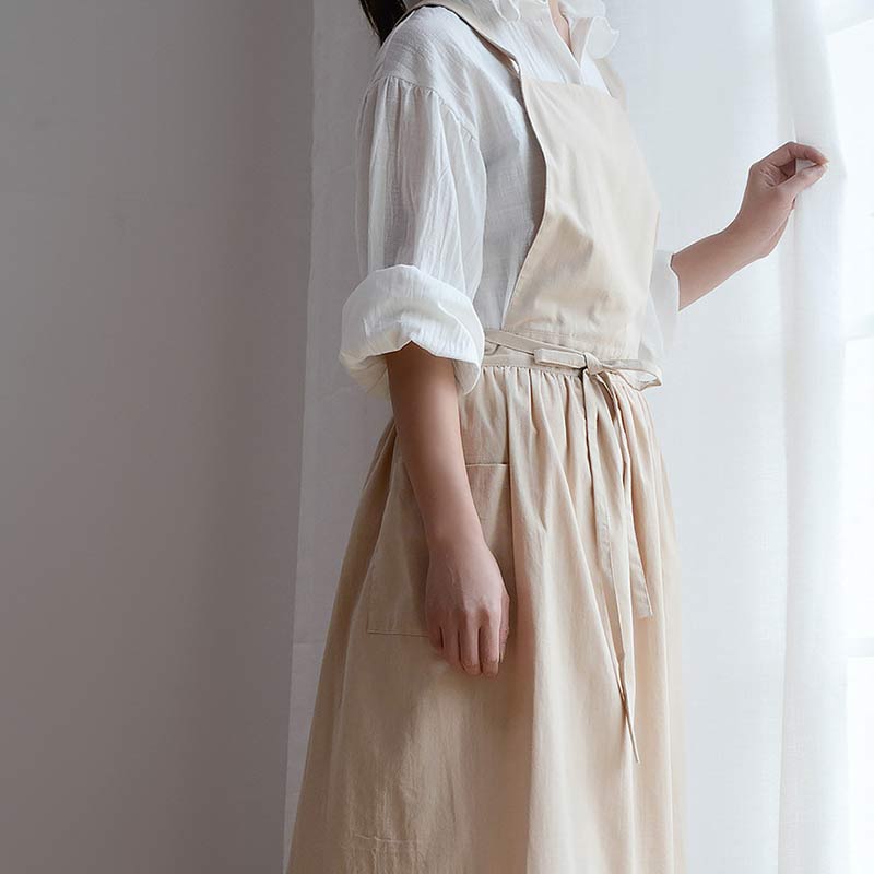 Wasserdichte Baumwollschürze mit Taschen – Kreuzträger-Design für Küche, Gastronomie & kreative Projekte