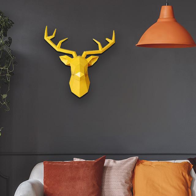 Großer nordischer Hirschkopf 3D Wandkunst